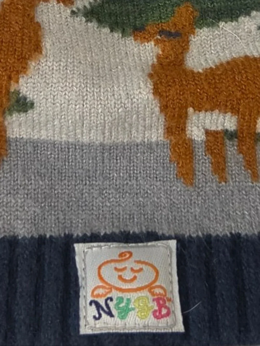 NYGB Baby Woodland Animal Pom Beanie Deer Fox Bear Winter Knit Hat Toddler OS